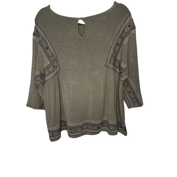 POL Embroidered Long Sleeve Boho 3/4 Sleeve Top – Size S (Oversized Fit)- NWOT - Picture 2 of 7